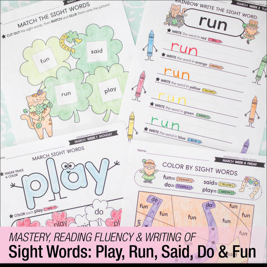 Printable Kindergarten March Daily Sight Words