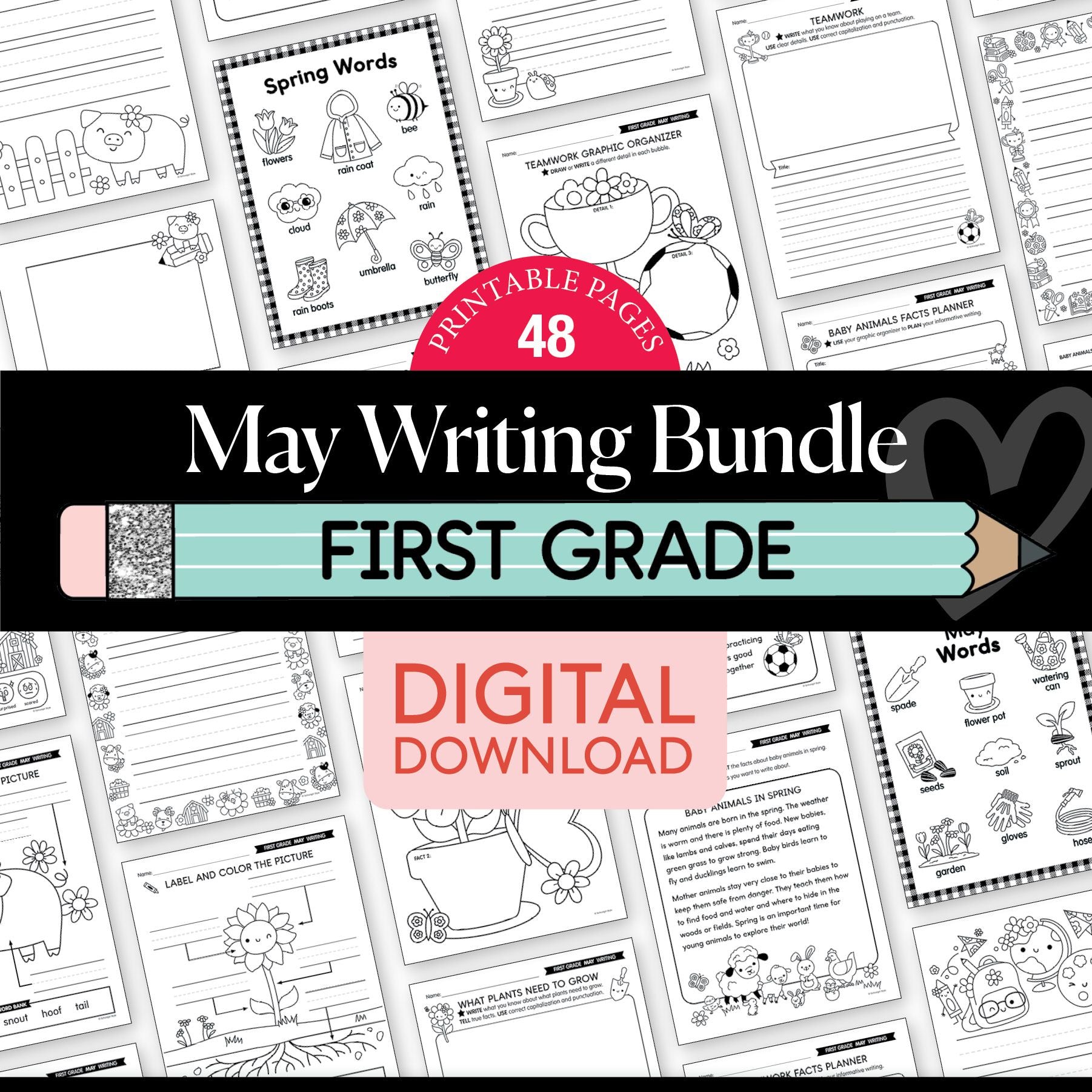 Printable First Grade May Writing Bundle