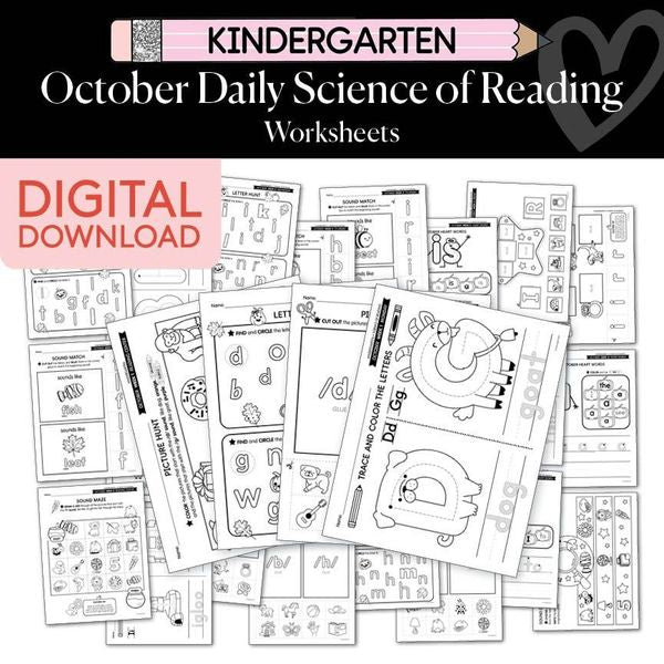 Printable Kindergarten October Daily Science of Reading