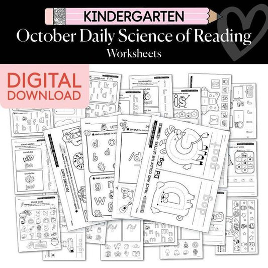 Printable Kindergarten October Daily Science of Reading