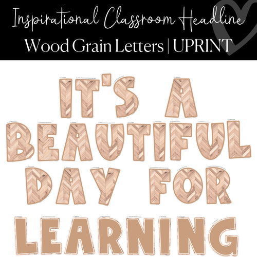 Neutral Bulletin Board Letters Wood Grain Printable Letters Teacher Lounge and Office by UPRINT