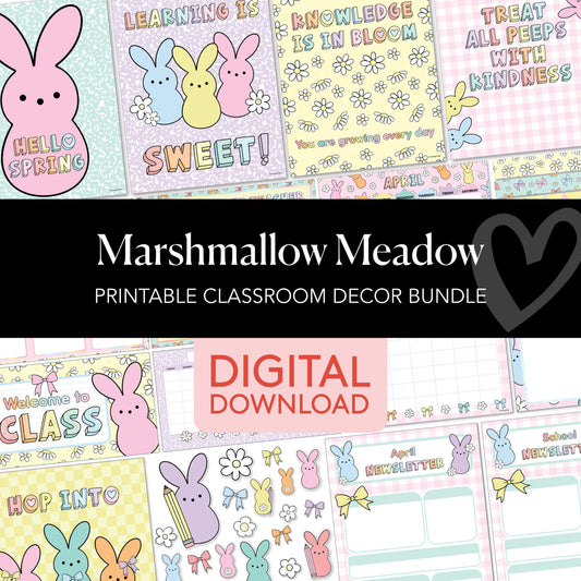 Printable Spring Classroom Decor Bundle | Marshmallow Meadow