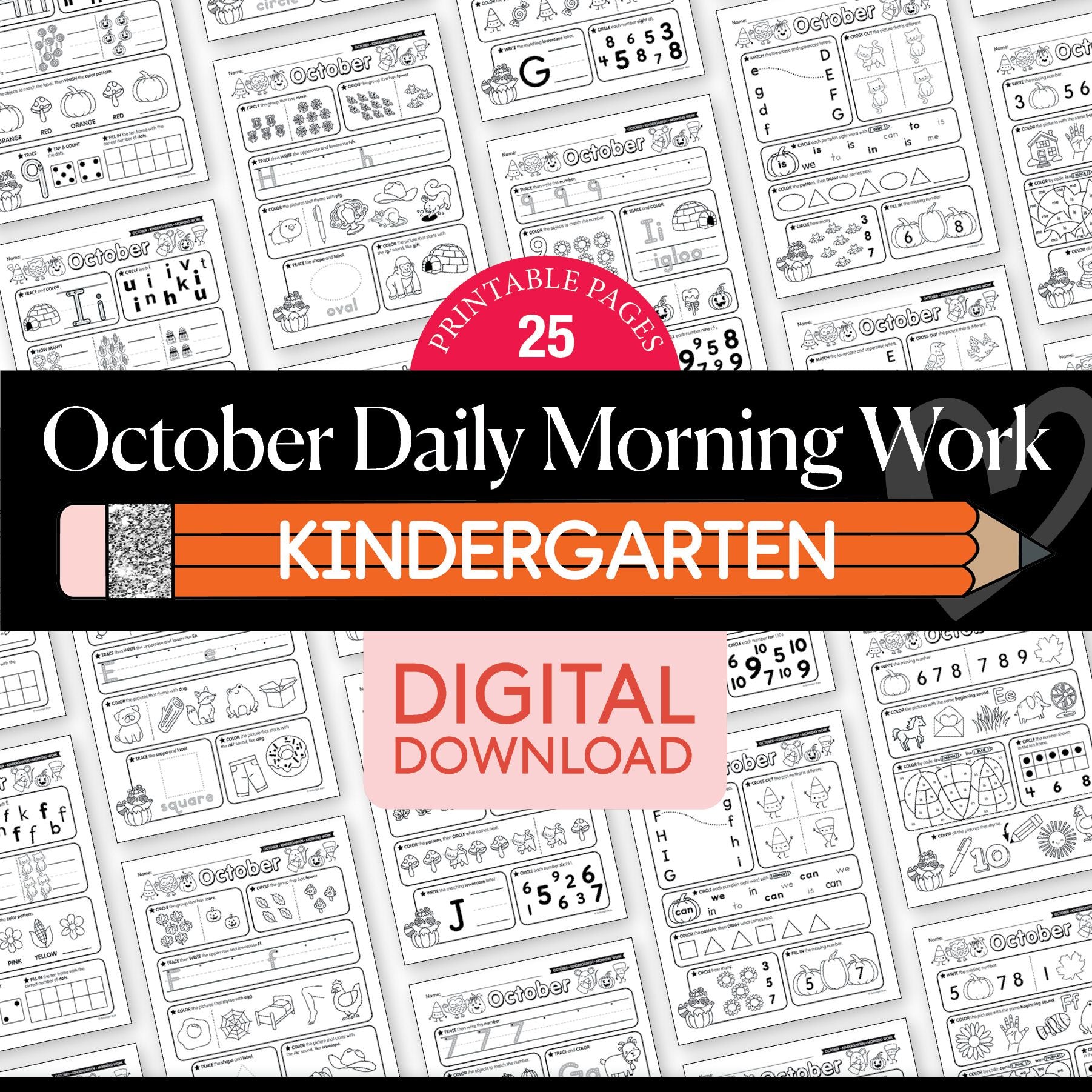 Printable Kindergarten October Daily Morning Work