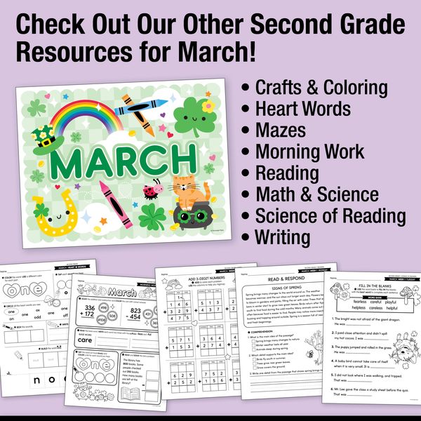 Printable Second Grade March Daily Writing Warm Ups