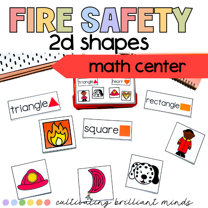 Fire Safety 2D Shape Math Center | October | Kindergarten, 1st Grade Math Center