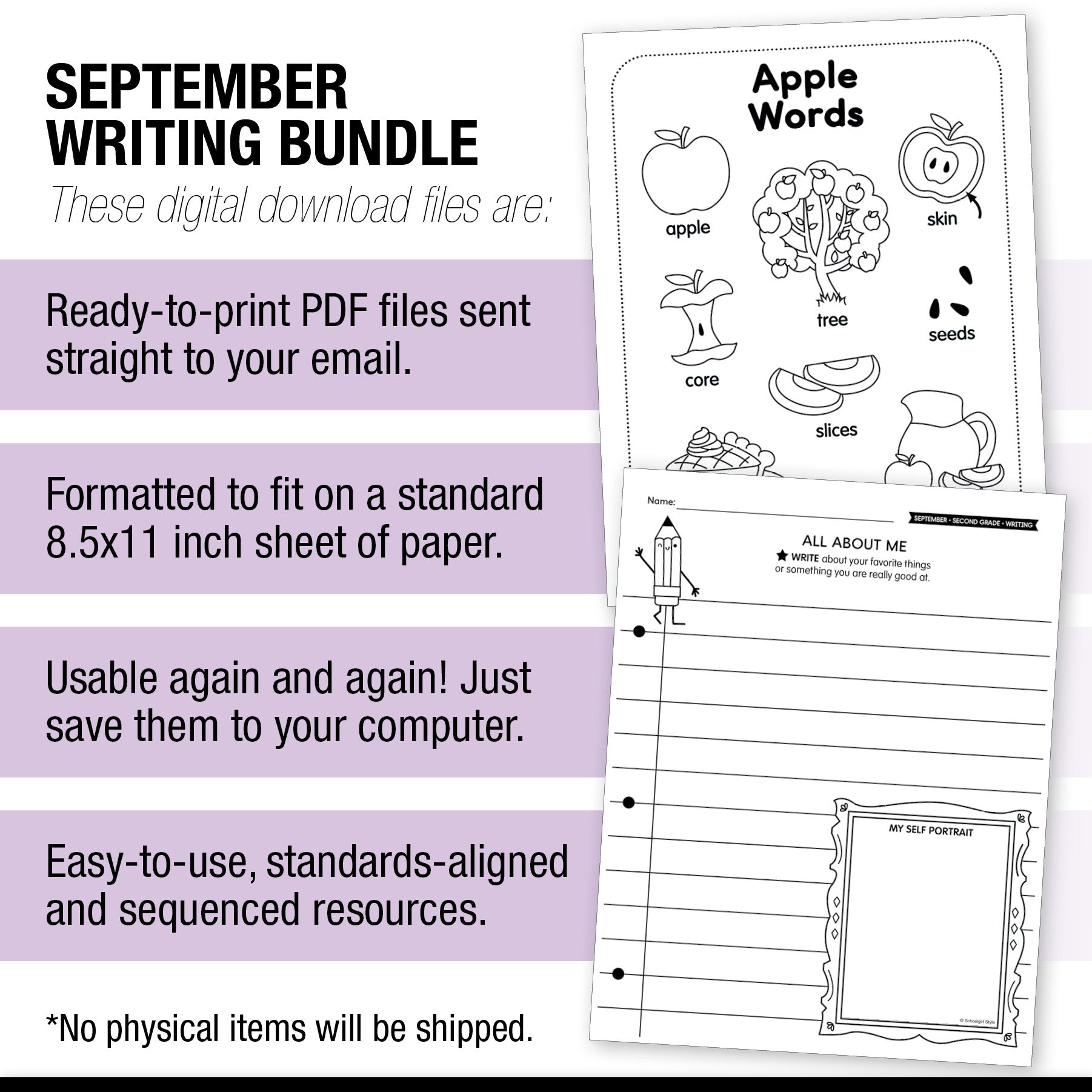 Second Grade September Writing Bundle