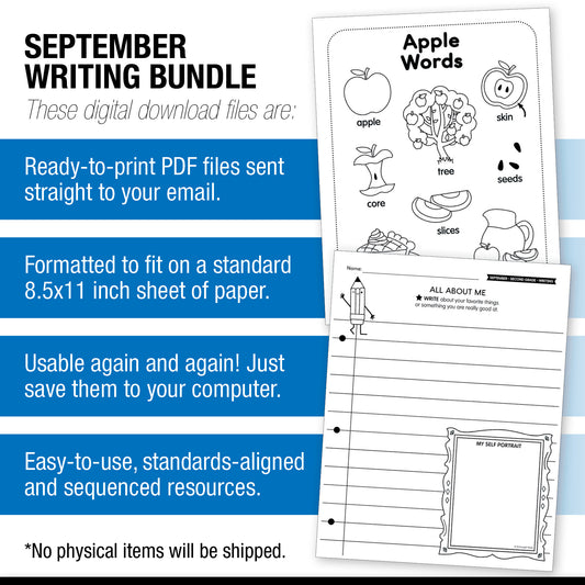 Second Grade September Writing Bundle