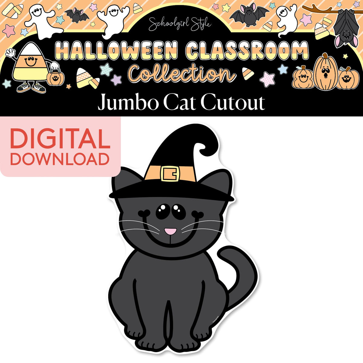 Printable Pastel Halloween Cat Jumbo Cutout