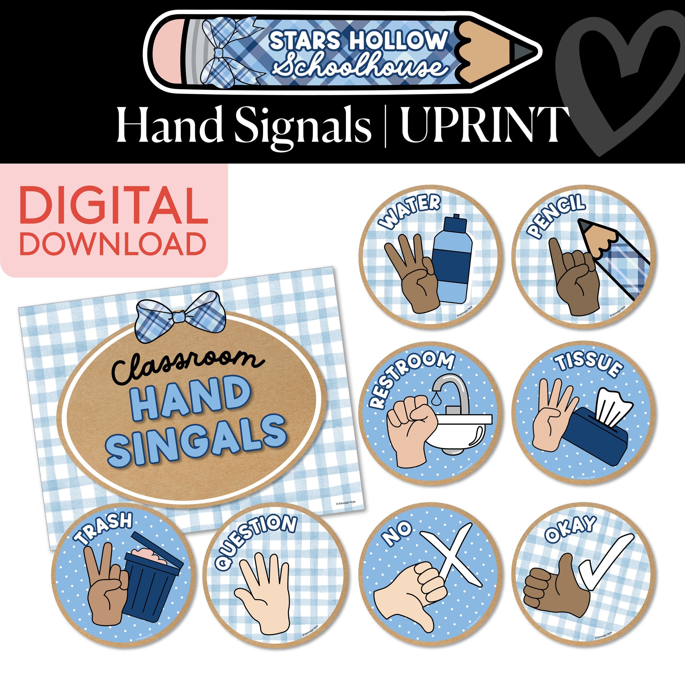 Printable Cozy Hand Signals | School in Stars Hollow
