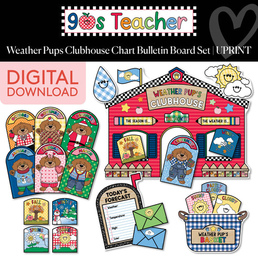 Printable Weather Pups Clubhouse Chart Bulletin Board Set | 90s Teacher