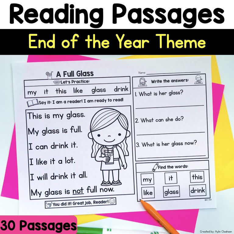 End of the Year Reading Passages | Summer Theme | Comprehension | May | June