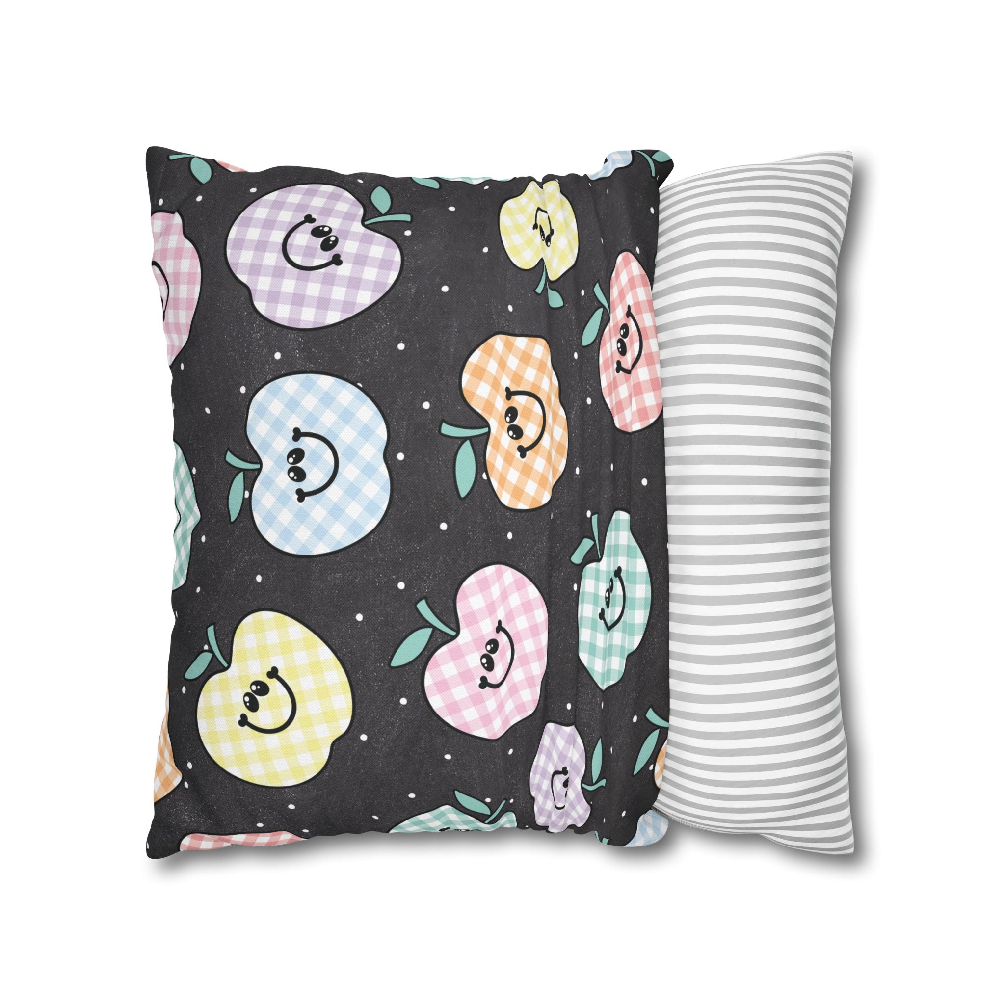 Hooray for School Apple Checkerboard Black Classroom Pillow Cover | A Year In Pastel