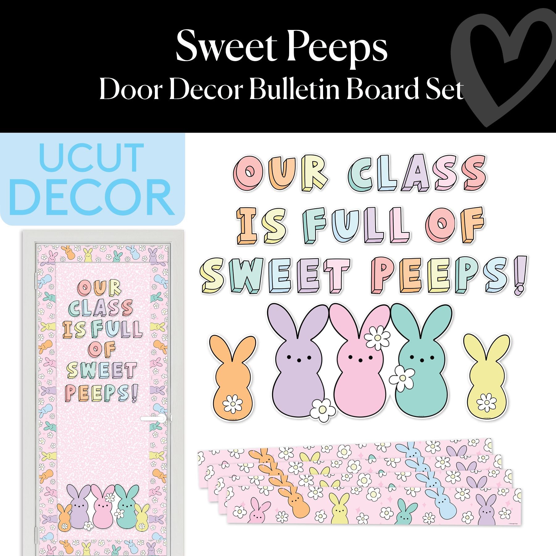 Spring Pre-Printed Door Decor Bulletin Board Set | Marshmallow Meadow