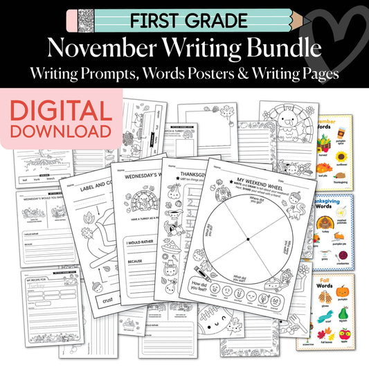 Printable First Grade November Writing Bundle