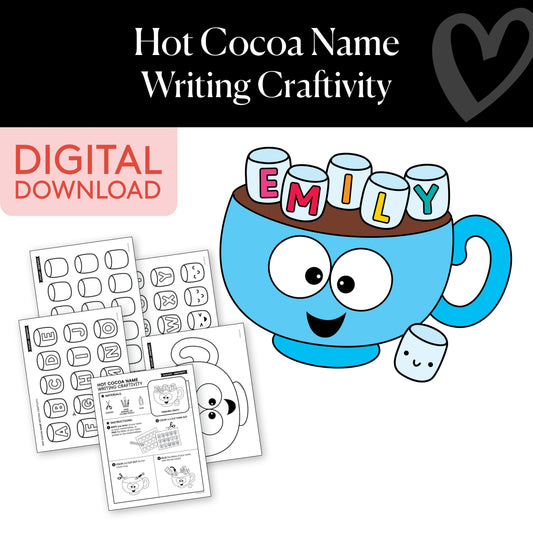 Printable January Hot Cocoa Name Writing Craftivity