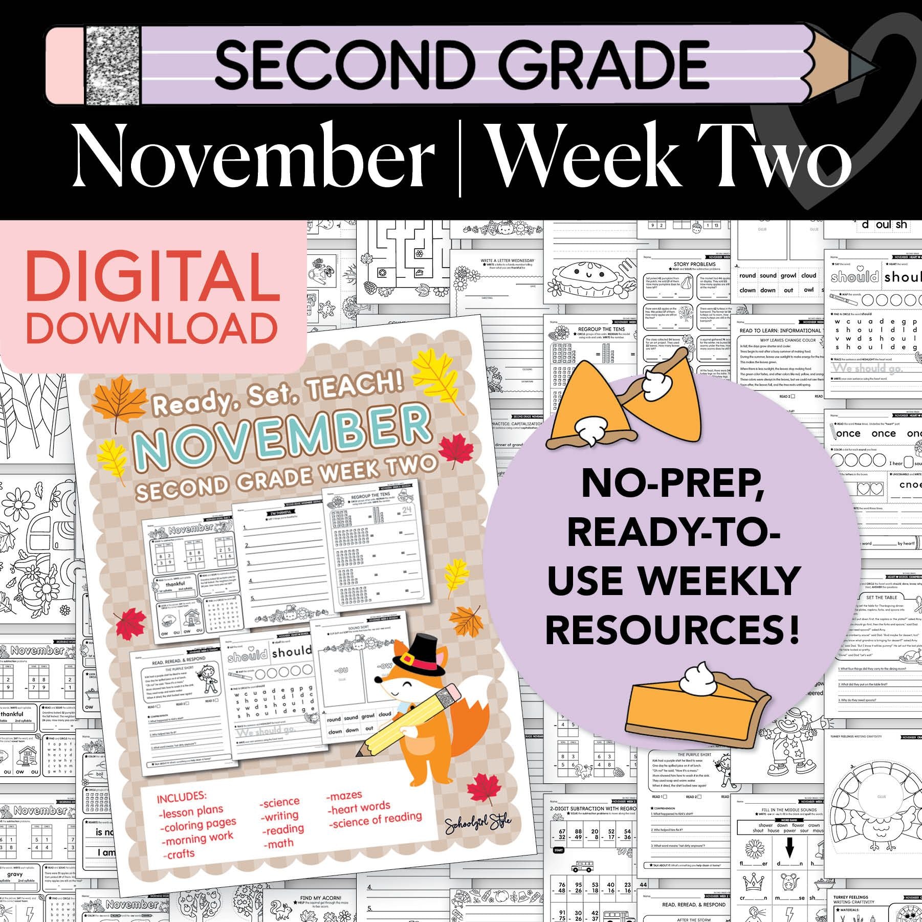 Printable Second Grade November Week 2 Resources