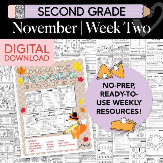 Printable Second Grade November Week 2 Resources