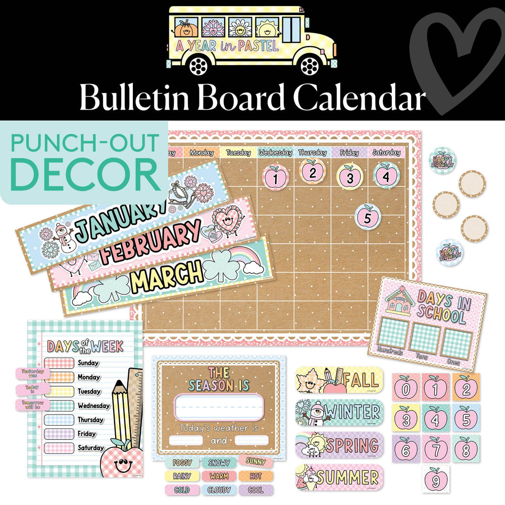 Calendar Bulletin Board Set | A Year In Pastel