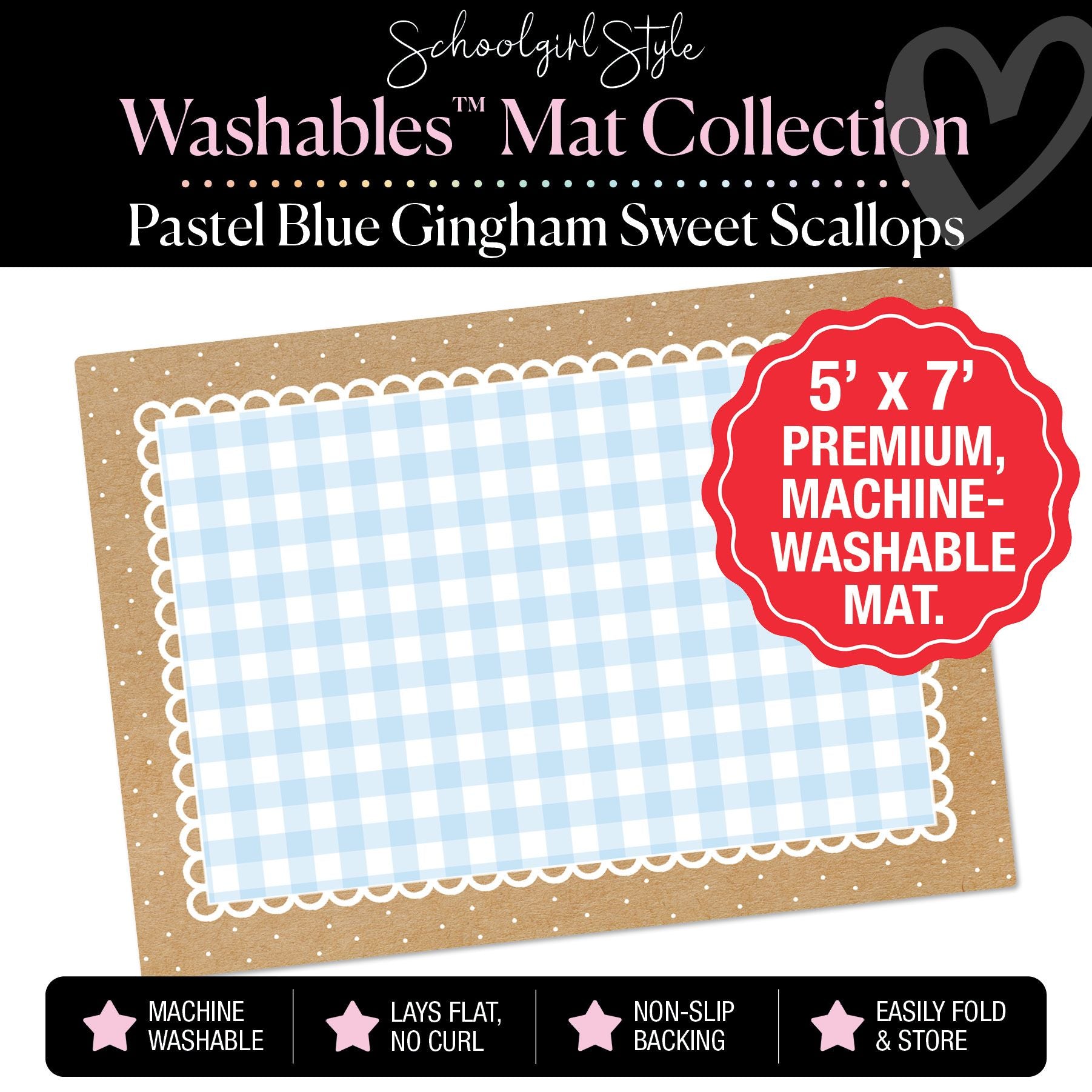 Pastel Blue Sweet Scallops Classroom Mat by Schoolgirl Style