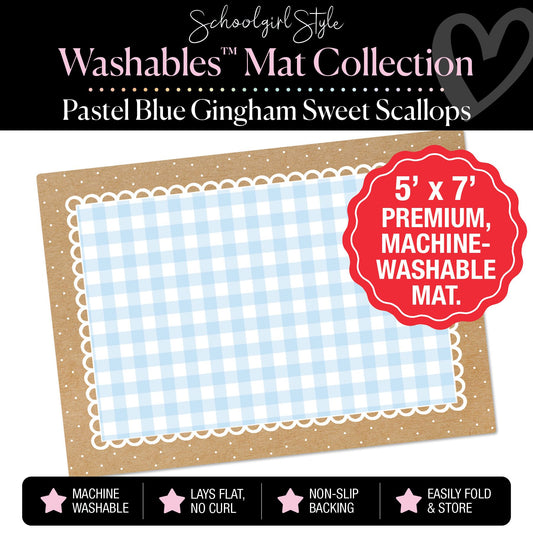Pastel Blue Sweet Scallops Classroom Mat by Schoolgirl Style