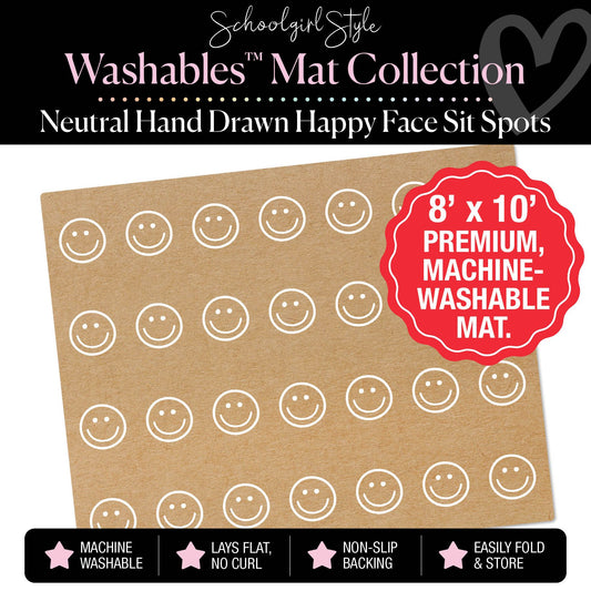 Neutral Hand Drawn Happy Face Sit Spot Classroom Mat by Schoolgirl Style