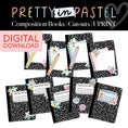 Load image into Gallery viewer, Printable Pastel Composition Books Bulletin Board Cutouts | Pretty in Pastel
