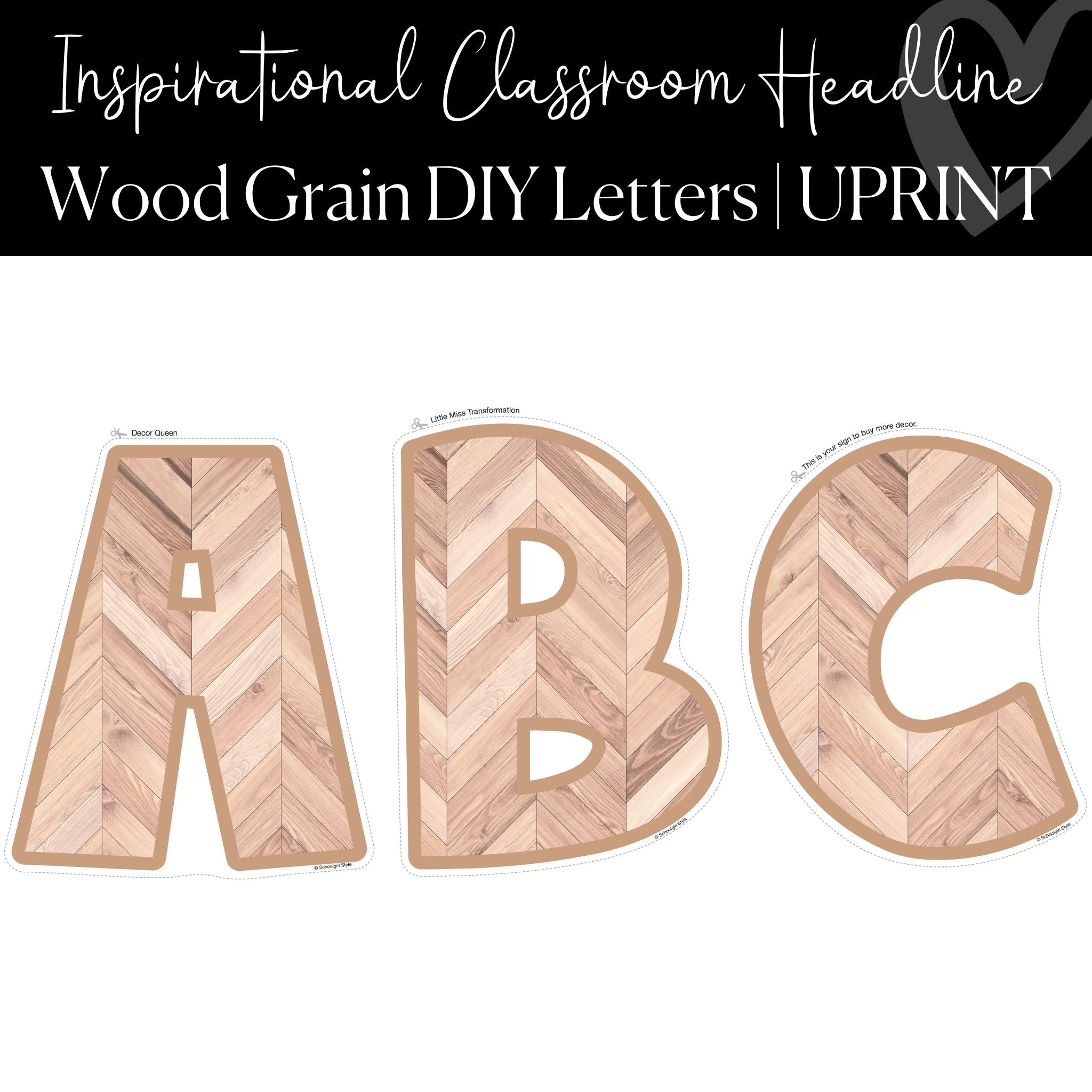 Neutral Bulletin Board Letters | Wood Grain Printable Letters A-Z | Te ...