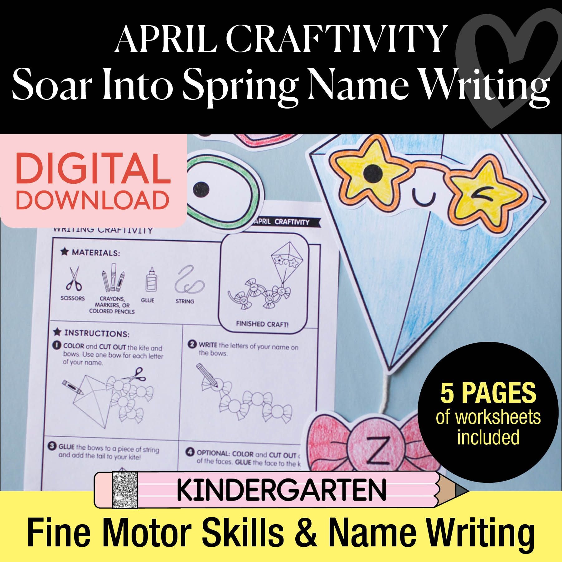 Printable April Soar Into Spring Name Writing Craftivity