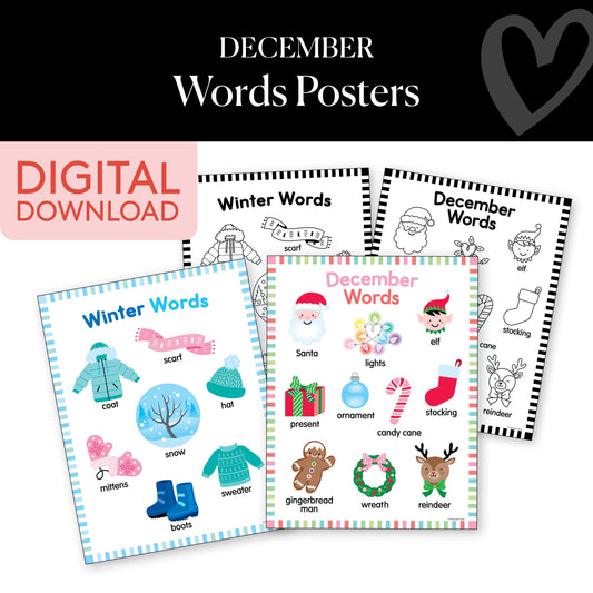 Printable December Words Posters