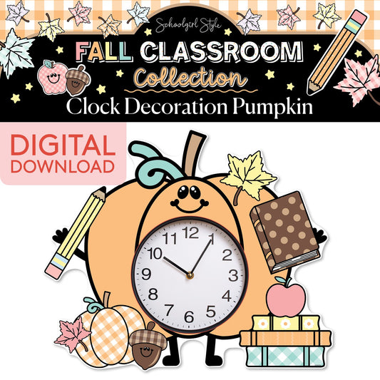 Printable Pastel Fall Pumpkin Clock Decoration