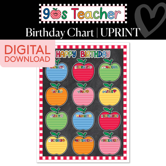 Printable Retro Birthday Chart Poster | 90s Teacher