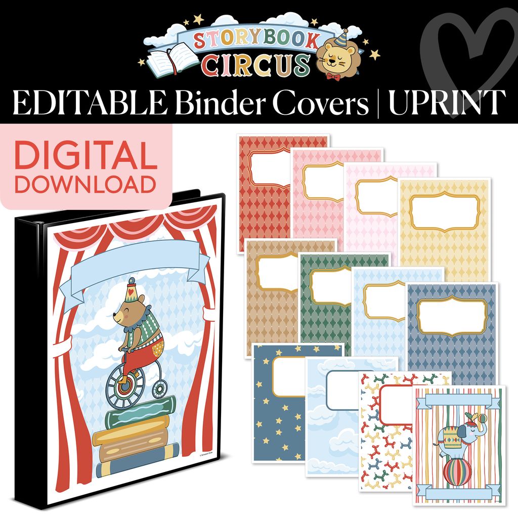 Printable Vintage Editable Binder Covers | Storybook Circus
