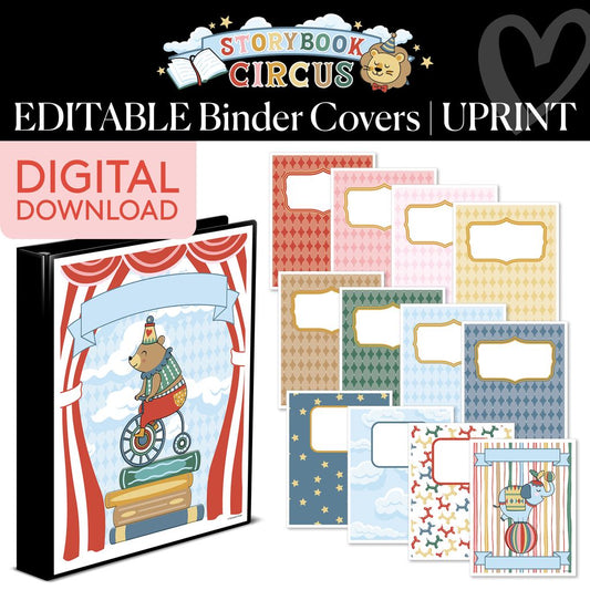 Printable Vintage Editable Binder Covers | Storybook Circus