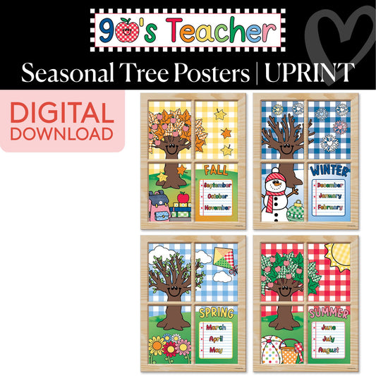 Printable Seasonal Tree Posters Bundle | 90s Teacher