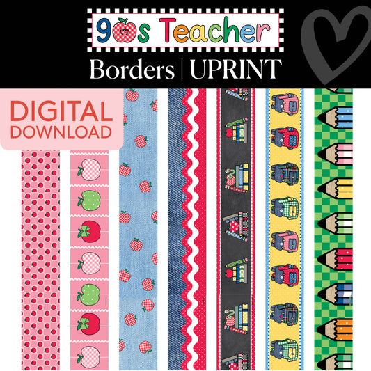 Printable Retro Border Bundle 1 | 90s Teacher