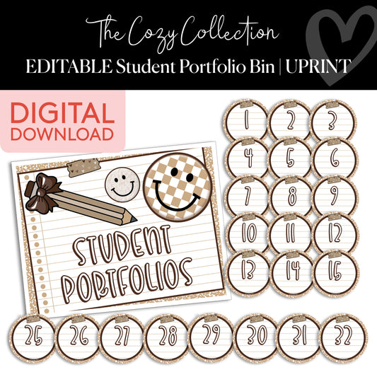 Printable Neutral Editable Student Portfolios | Cozy