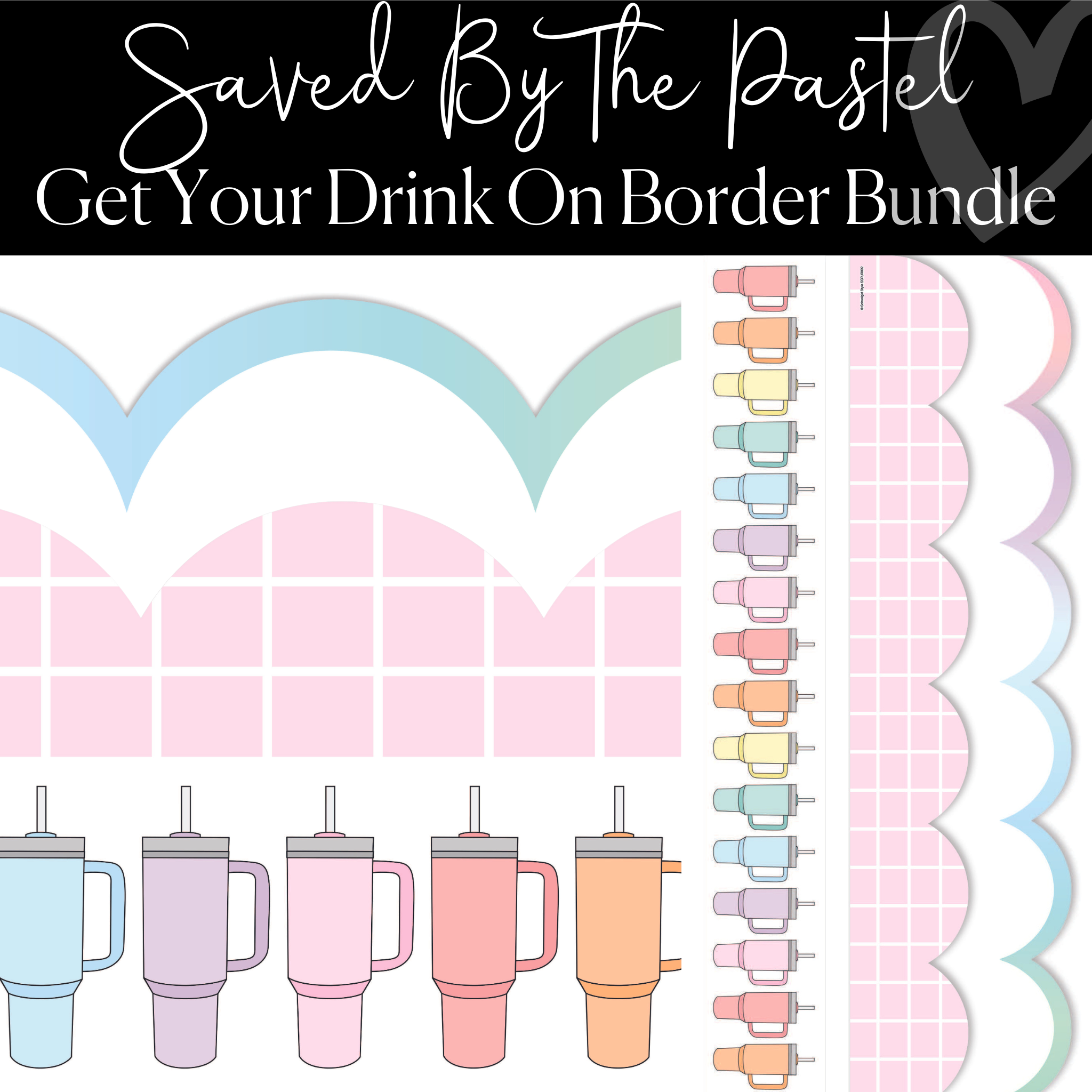 Pastel Travel Cup Classroom Border Bundle