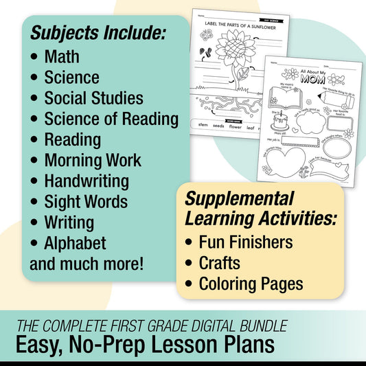 Printable First Grade May Thematic Unit Bundle