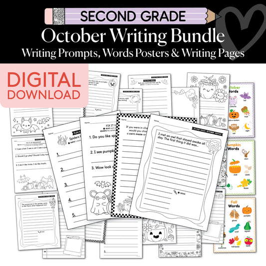 Printable Second Grade October Writing Bundle