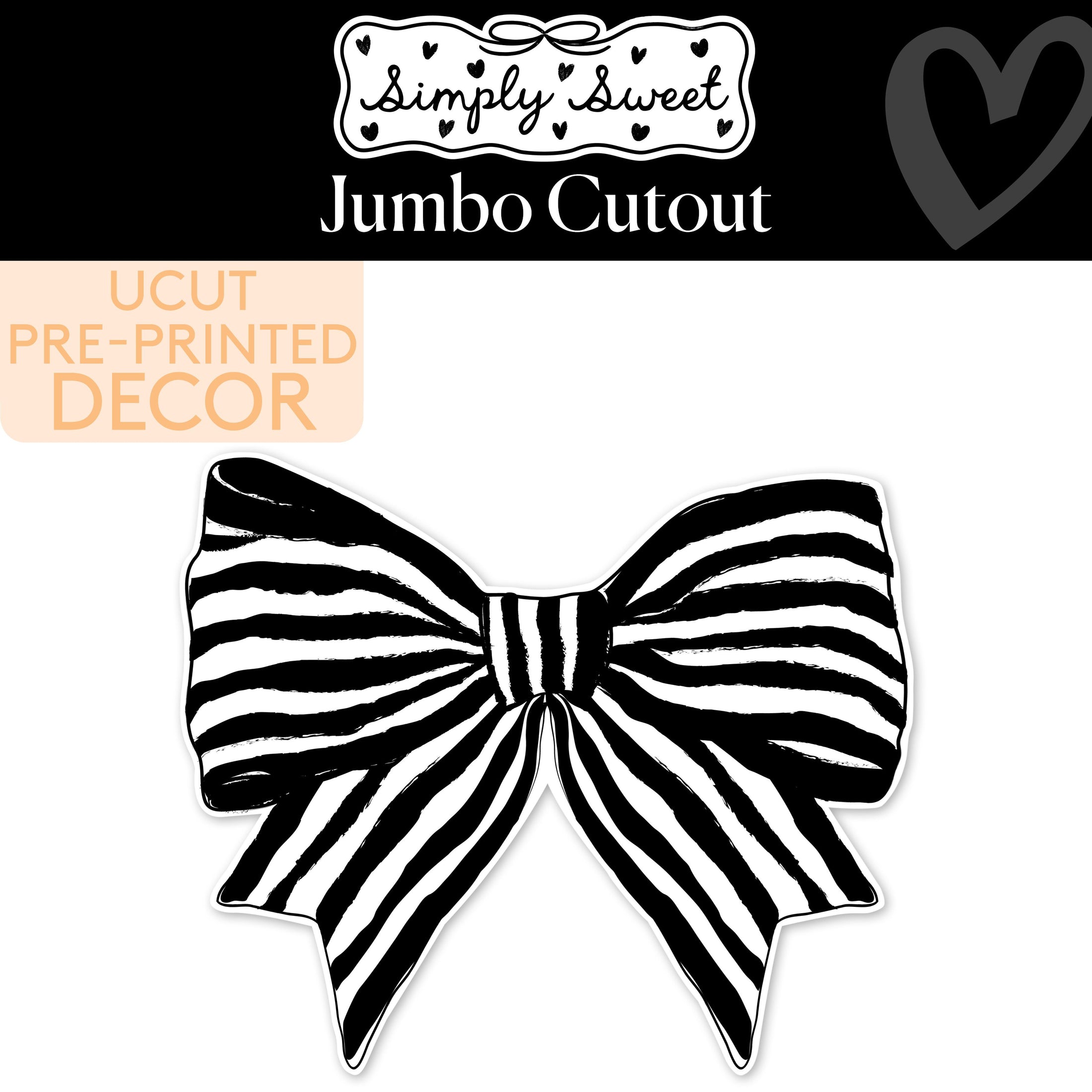 Classic Black and White Striped Bow Jumbo Cutout | Simply Sweet