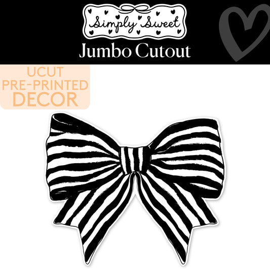 Classic Black and White Striped Bow Jumbo Cutout | Simply Sweet