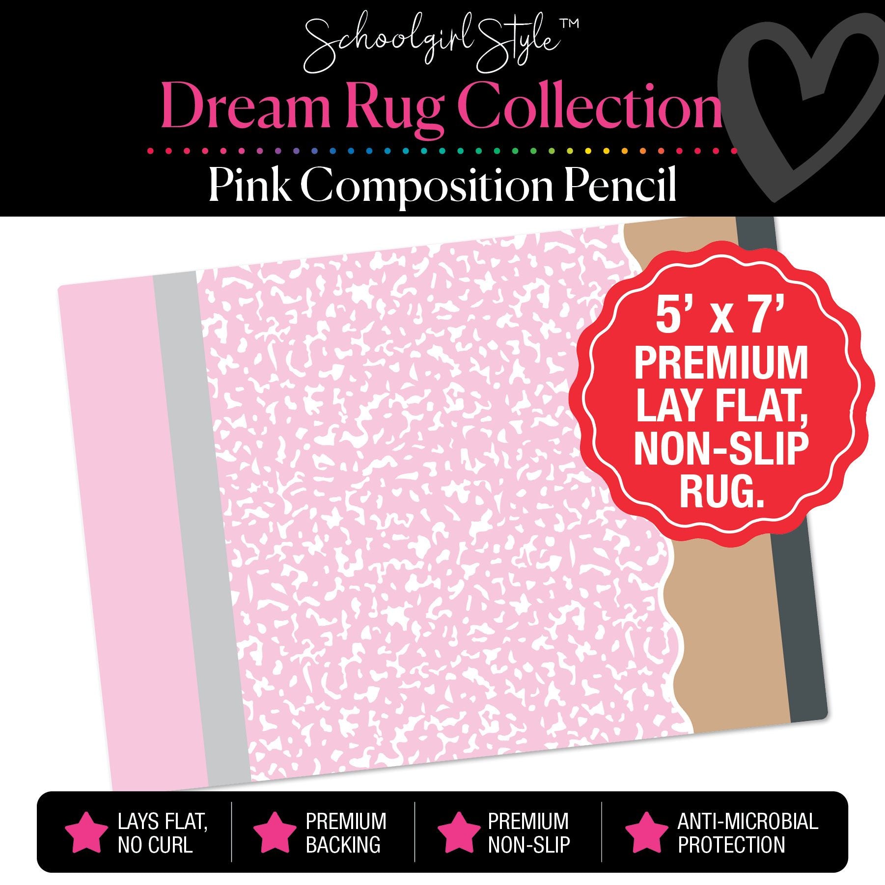Pink Composition Pencil Classroom Rug by Schoolgirl Style