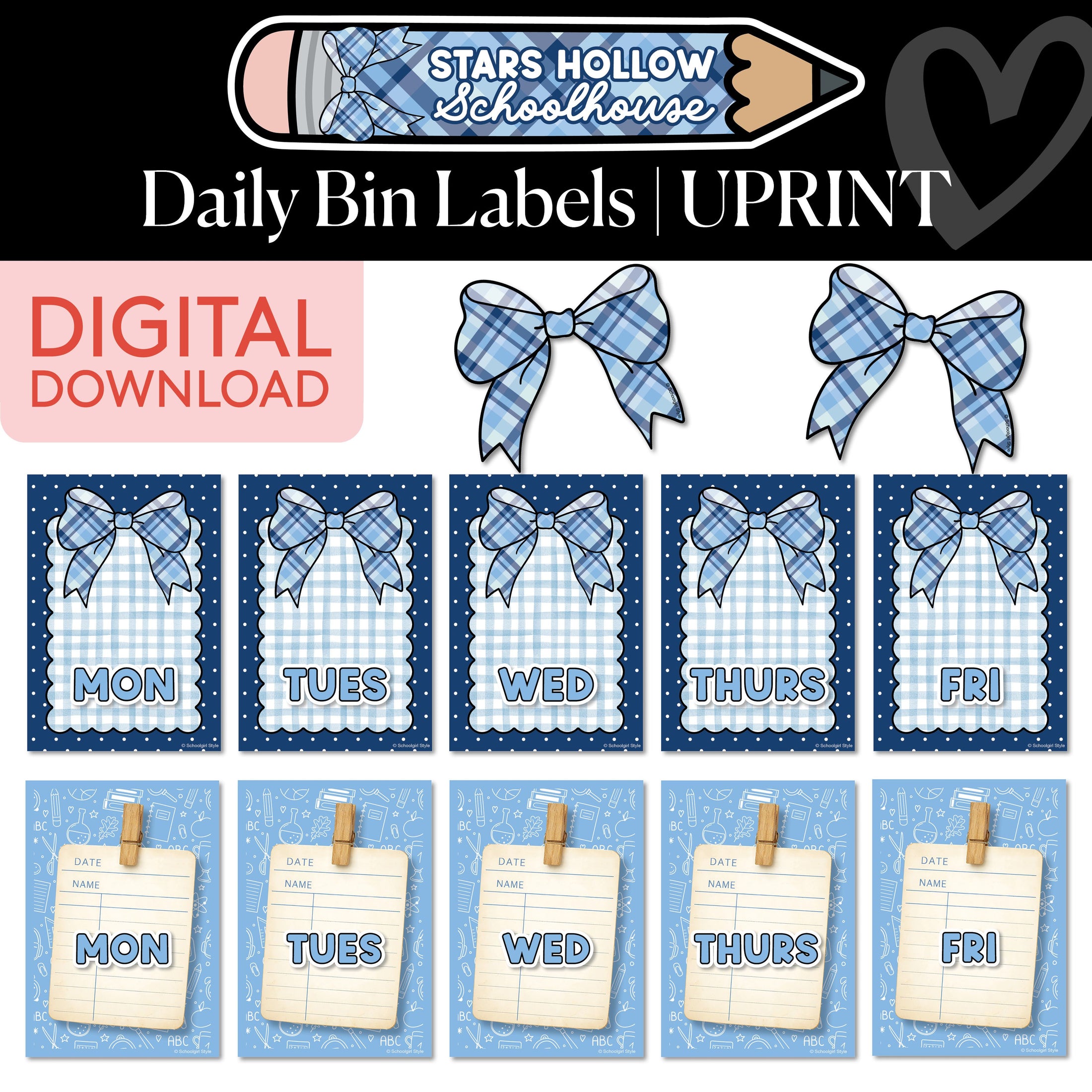 Printable Cozy Daily Bin Labels | Stars Hollow Schoolhouse