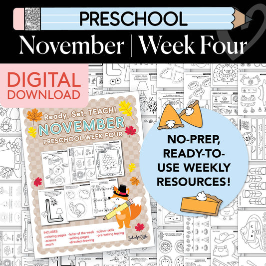 Printable Preschool November Week 4 Resources