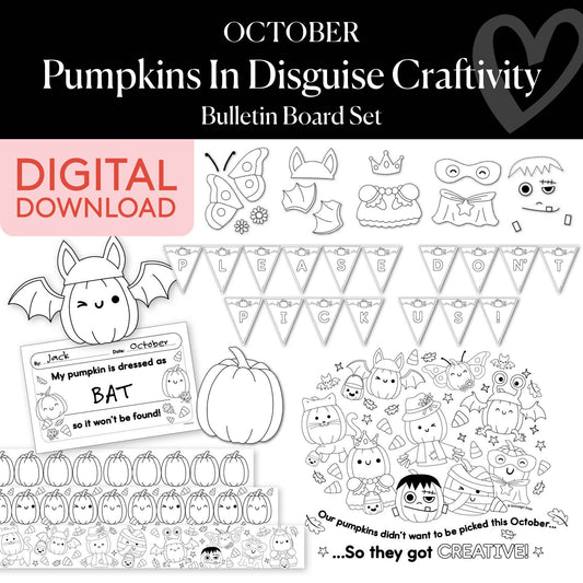 Printable October Pumpkins in Disguise Craftivity Bulletin Board Set