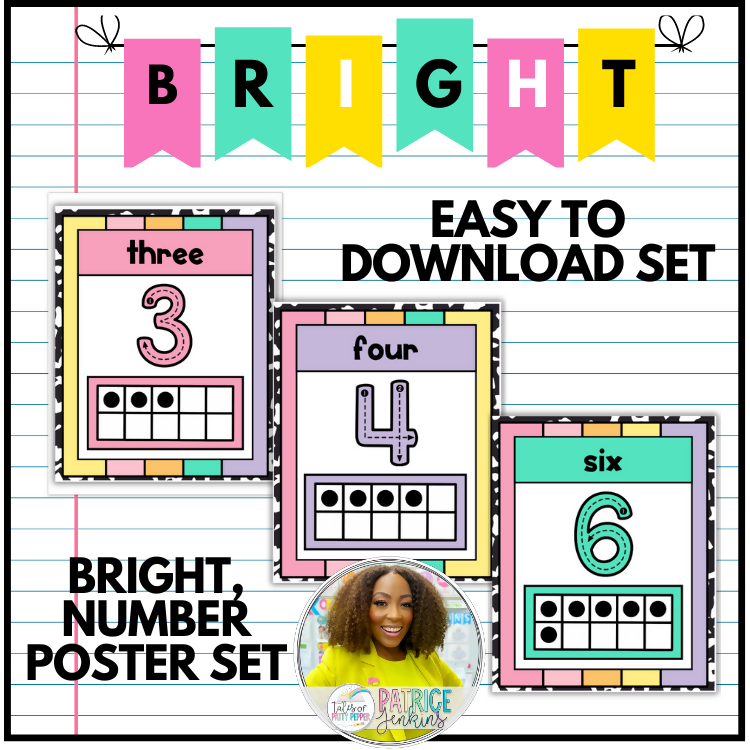 Bright Rainbow Number Line Poster Set