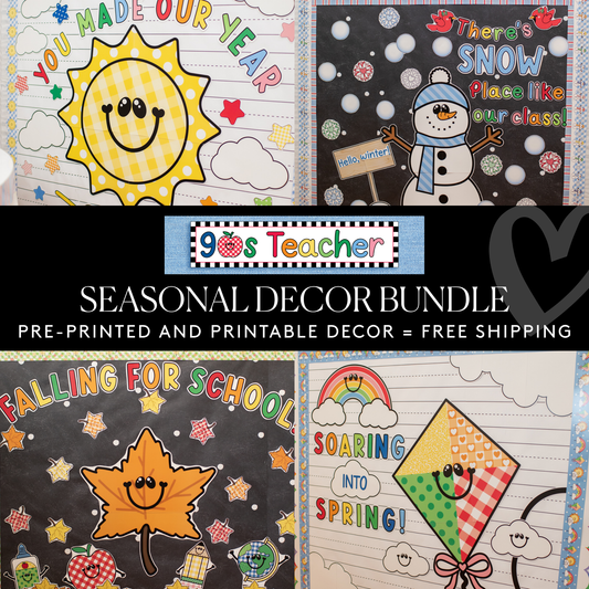 90s Teacher Seasonal Classroom Decor Bundle