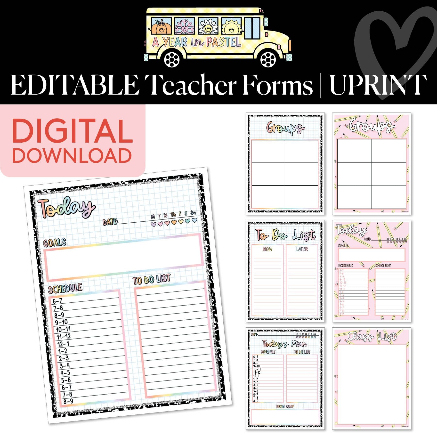 Printable Editable Teacher Forms | A Year In Pastel