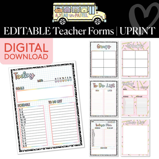 Printable Editable Teacher Forms | A Year In Pastel