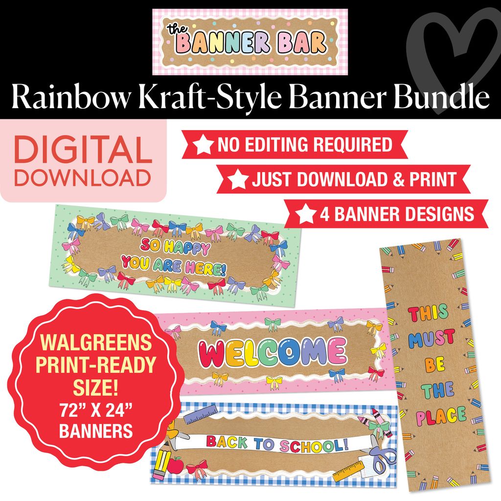 Rainbow Walgreens Ready Kraft Style Banner Bundle